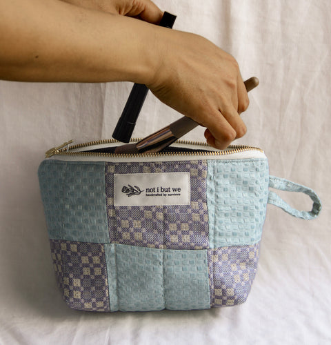 Quilted Cosmetic Bag | Lavender + Blue Blocks