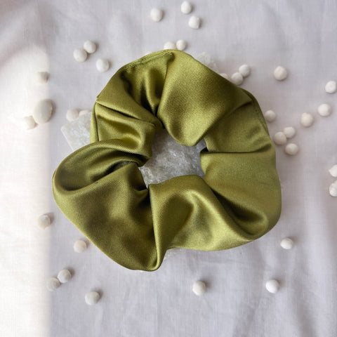 Lime Satin Scrunchy