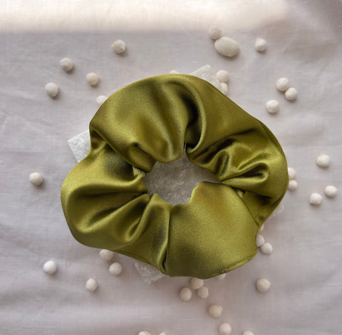 Lime Satin Scrunchy