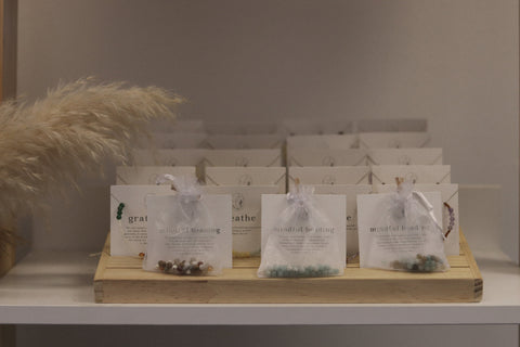 mindfulnes bracelets on display