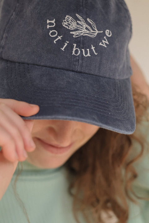 washed cotton navy not i but we cap