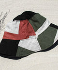 Handmade olive-mauve-black-bucket-hat.