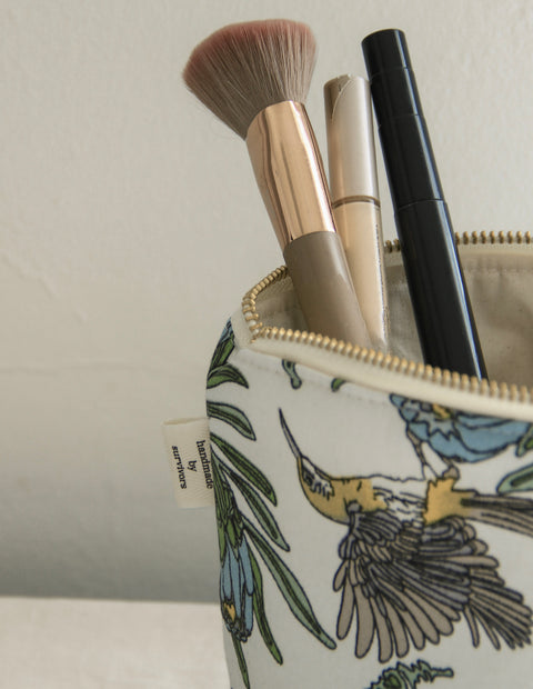 Cosmetic Bag | White Sugarbird + Protea