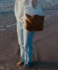 Linen Market Tote presented at the beach