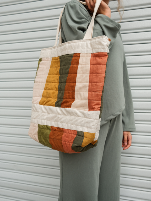 Quilted Tote Bag from the side