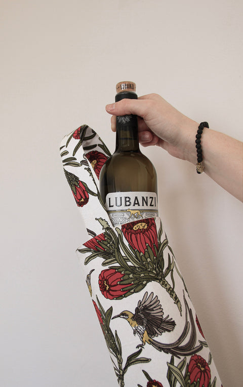 Holiday Protea Wine Bag