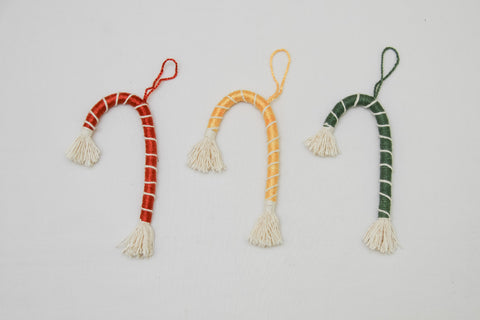 candy cane macrame ornaments