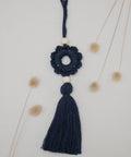 navy macrame ornament