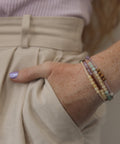 mindful bracelet stack on a wrist