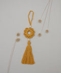mustard large tassel macrame ornament 