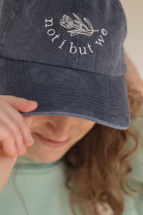 washed cotton navy not i but we cap