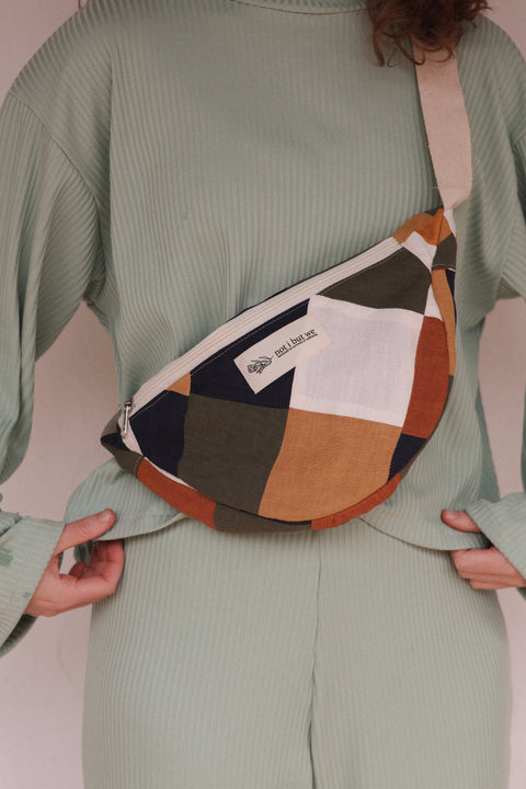 linen upcycled moon bag