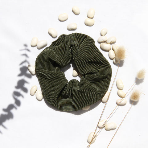 olive-satin-plisse-scrunchie