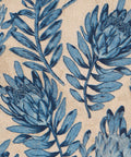 tan fabric with blue protea